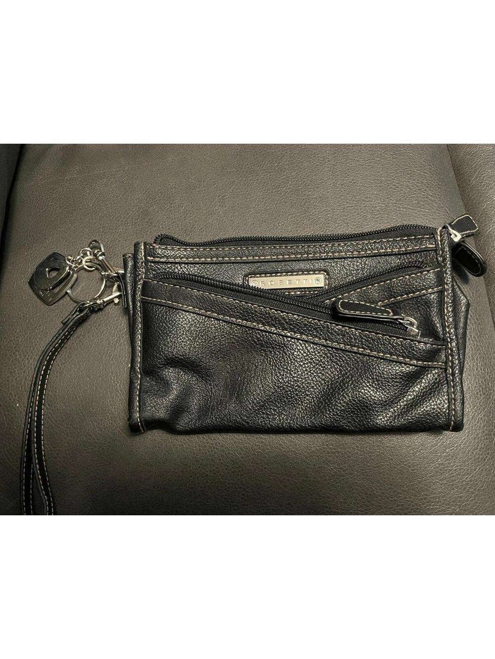 Rosetti Wristlet Black Leather Purse Bag Wallet